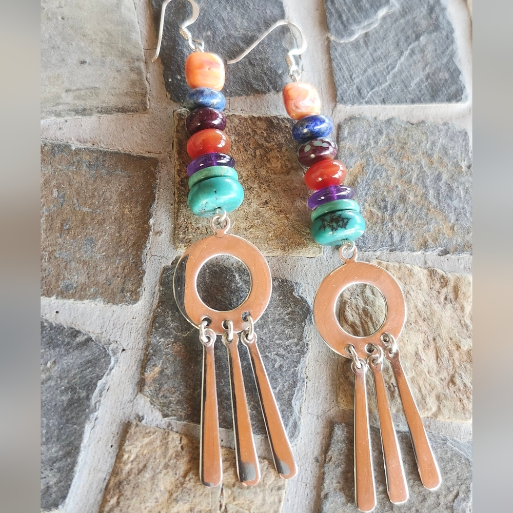 Sterling Silver Genuine Artisan Gemstone Earrings